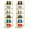 Gold Plated Metal Shoe Organizer Space Saving Portable Footwear Storage Shelf