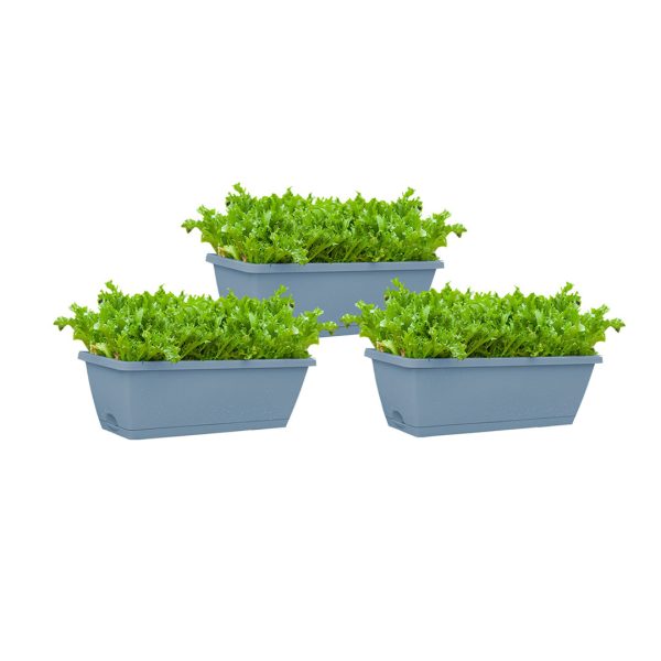49.5cm Rectangular Planter Vegetable Herb Flower Outdoor Plastic Box with Holder Balcony Garden Décor