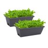 49.5cm Rectangular Planter Vegetable Herb Flower Outdoor Plastic Box with Holder Balcony Garden Décor