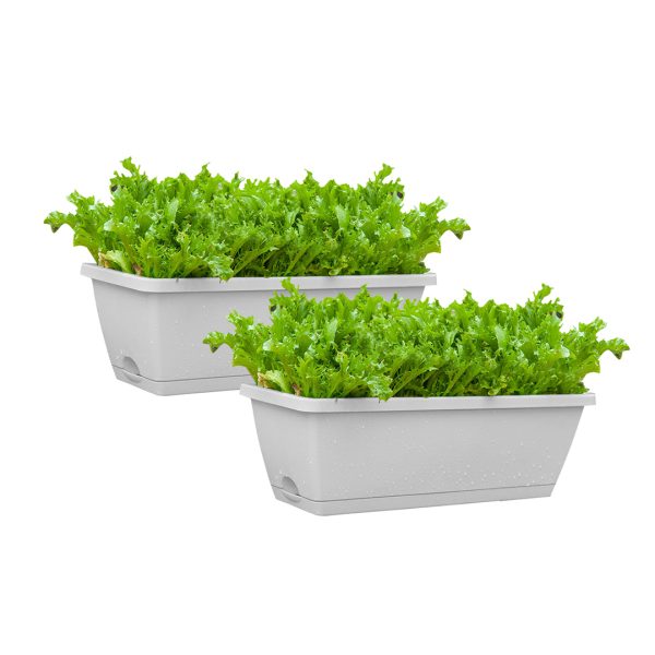 49.5cm Rectangular Planter Vegetable Herb Flower Outdoor Plastic Box with Holder Balcony Garden Décor