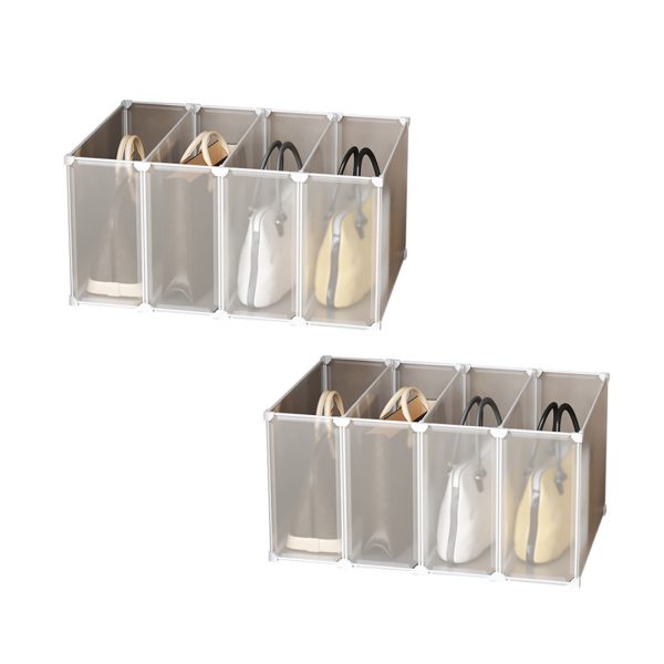 1 Tier Multifunctional PP Plastic Bag Box Portable Cubby DIY Storage Shelves Stackable Handbag Purse Organiser