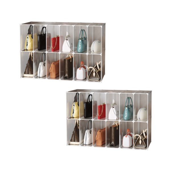 12-Cube Portable Bag Box Foldable Cubby DIY Organiser Tote Clutch Purse Space Saving Shelf Cabinet
