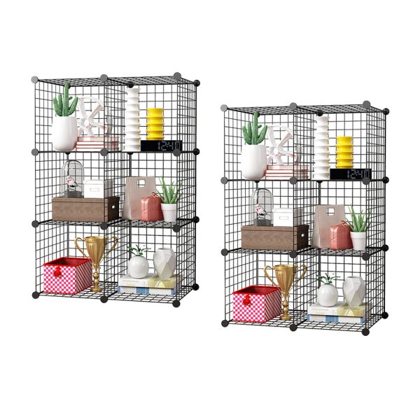 Black Portable Cube Storage Organiser Foldable DIY Modular Grid Space Saving Shelf