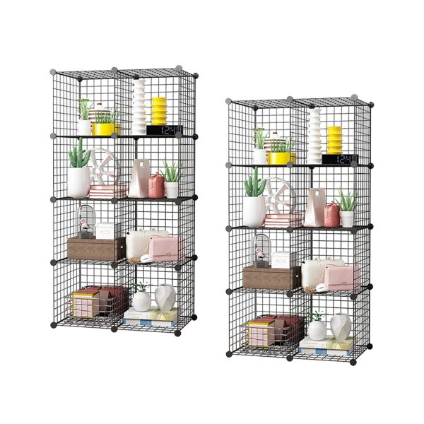 Black Portable Cube Storage Organiser Foldable DIY Modular Grid Space Saving Shelf