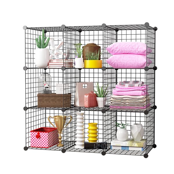 Black Portable Cube Storage Organiser Foldable DIY Modular Grid Space Saving Shelf