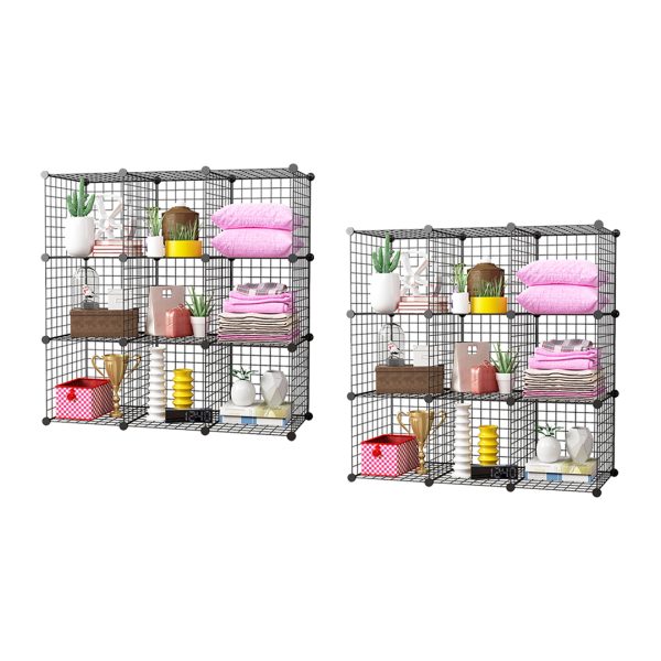 Black Portable Cube Storage Organiser Foldable DIY Modular Grid Space Saving Shelf