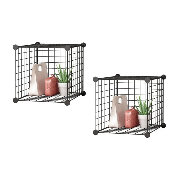 Black Portable Cube Storage Organiser Foldable DIY Modular Grid Space Saving Shelf