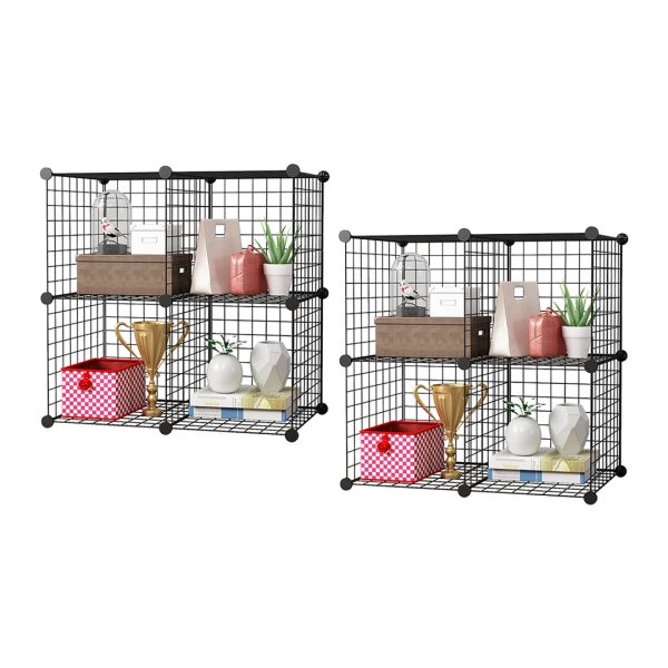 Black Portable Cube Storage Organiser Foldable DIY Modular Grid Space Saving Shelf