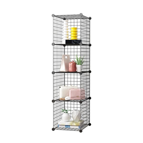 Black Portable Storage Organiser Foldable DIY Modular Grid Space Saving Shelf