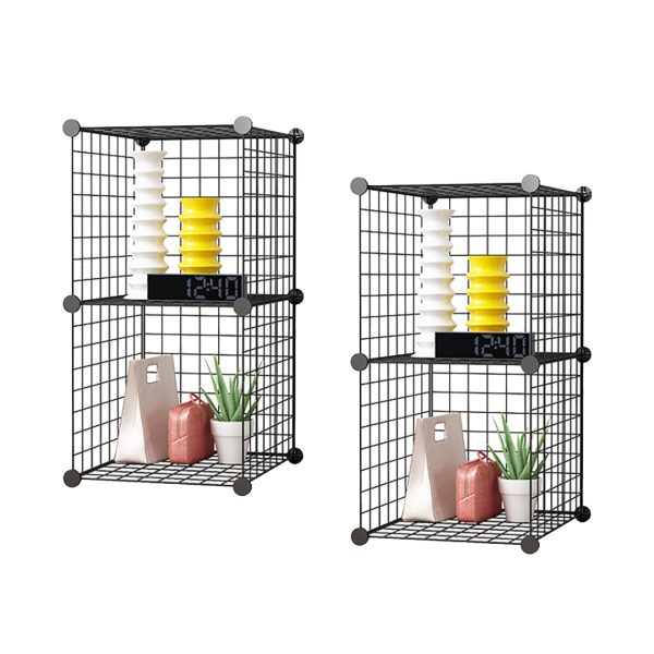 Black Portable Storage Organiser Foldable DIY Modular Grid Space Saving Shelf