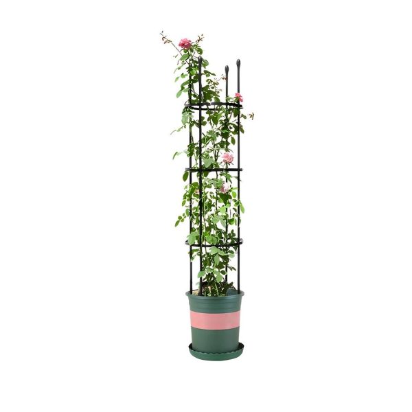 4-Bar Plant Frame Stand Trellis Vegetable Flower Herbs Outdoor Vine Support Garden Rack with Rings