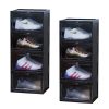 Portable Shoe Organiser Sneaker Footwear Folding Plastic Bin Stackable Storage Box with Magnetic Door