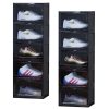 Portable Shoe Organiser Sneaker Footwear Folding Plastic Bin Stackable Storage Box with Magnetic Door