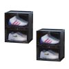 Portable Shoe Organiser Sneaker Footwear Folding Plastic Bin Stackable Storage Box with Magnetic Door