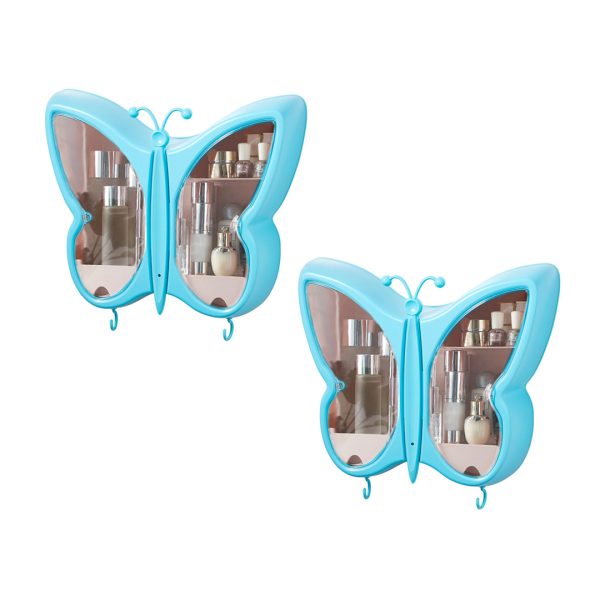Butterfly Shape Wall-Mounted Makeup Organiser Dustproof Waterproof Bathroom Storage Box Home Decor
