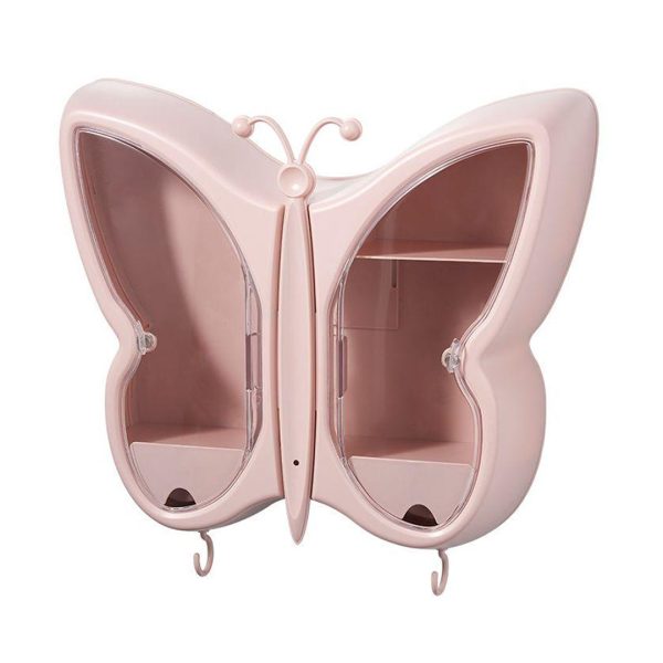 Butterfly Shape Wall-Mounted Makeup Organiser Dustproof Waterproof Bathroom Storage Box Home Decor