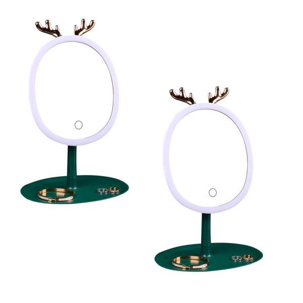Antler LED Light Makeup Mirror Magnification Tabletop Vanity Home Decor