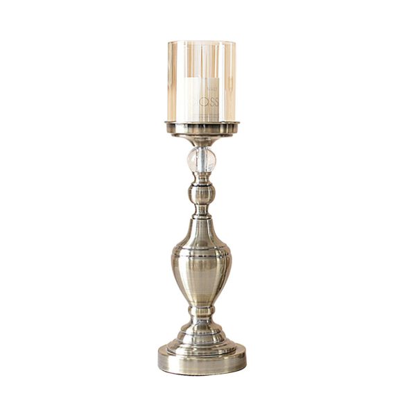 Glass Candlestick Candle Holder Stand Pillar Glass/Iron Metal