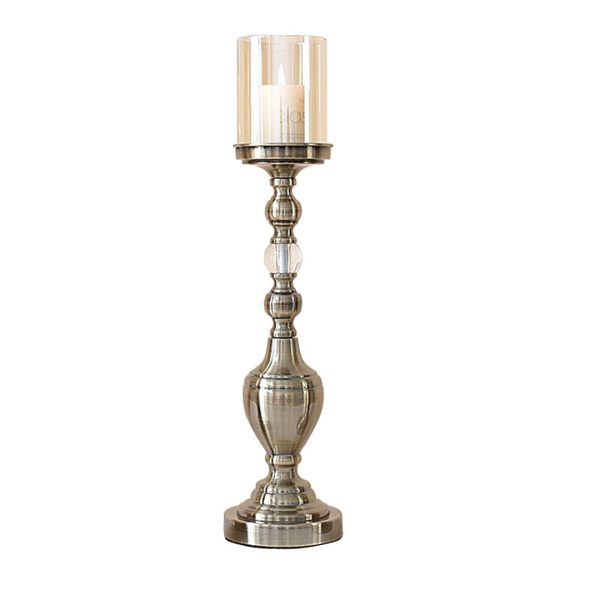 Glass Candlestick Candle Holder Stand Pillar Glass/Iron Metal