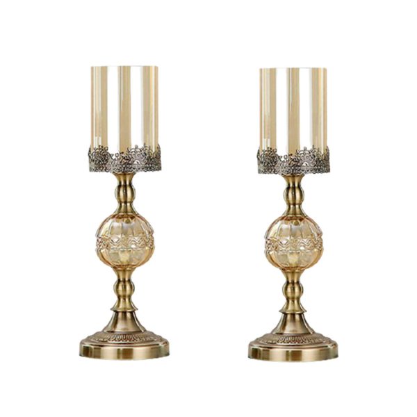 Glass Candle Holder Candle Stand Glass Metal with Candle