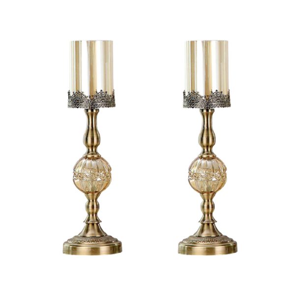 Glass Candle Holder Candle Stand Glass Metal with Candle