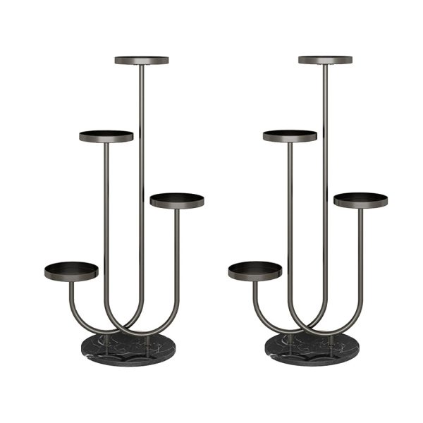 U Shaped Plant Stand Round Flower Pot Tray Living Room Balcony Display Metal Decorative Shelf