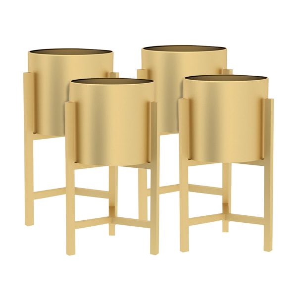 30CM Gold Metal Plant Stand with Flower Pot Holder Corner Shelving Rack Indoor Display