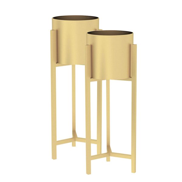30CM Gold Metal Plant Stand with Flower Pot Holder Corner Shelving Rack Indoor Display
