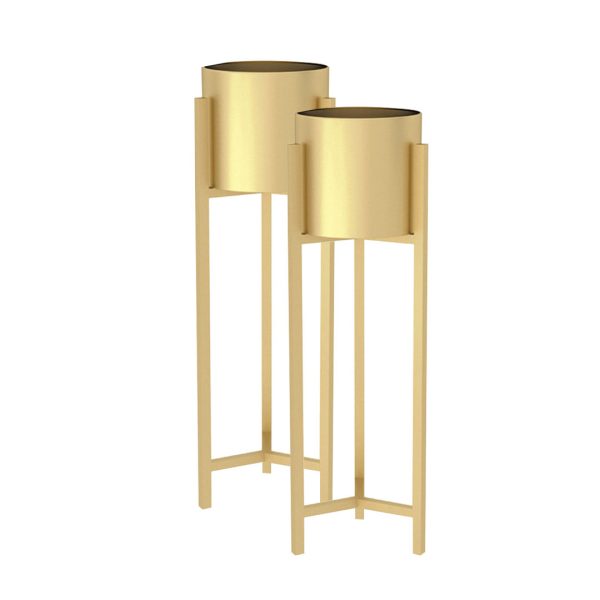 30CM Gold Metal Plant Stand with Flower Pot Holder Corner Shelving Rack Indoor Display