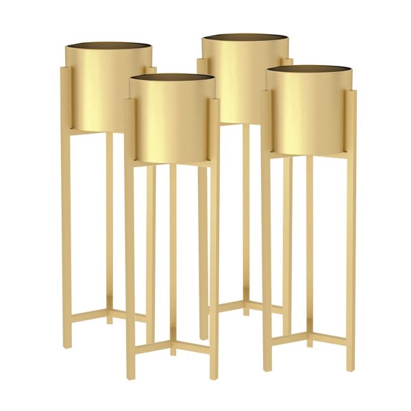 30CM Gold Metal Plant Stand with Flower Pot Holder Corner Shelving Rack Indoor Display