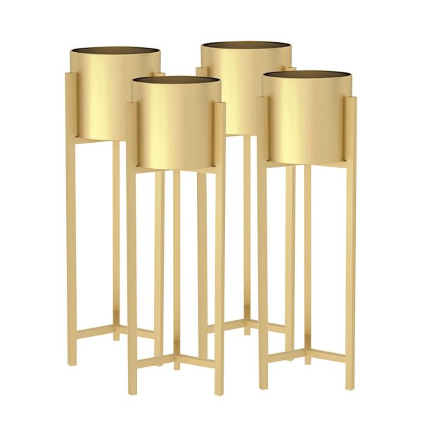 30CM Gold Metal Plant Stand with Flower Pot Holder Corner Shelving Rack Indoor Display