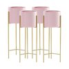 Pink Metal Tiered Plant Stand Flower Pots Holders Foldable Rack Indoor Display