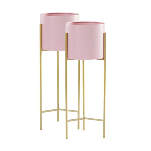 Pink Metal Tiered Plant Stand Flower Pots Holders Foldable Rack Indoor Display