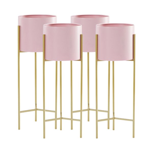 Pink Metal Tiered Plant Stand Flower Pots Holders Foldable Rack Indoor Display
