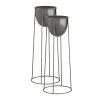 Round Wire Metal Flower Pot Stand with Black Flowerpot Holder Rack Display