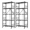 Steel Foldable Display Stand Multi-Functional Shelves Portable Storage Organizer with Wheels
