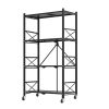 Steel Foldable Display Stand Multi-Functional Shelves Portable Storage Organizer with Wheels