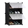 Shoe Rack Organizer Sneaker Footwear Storage Stackable Stand Cabinet Portable Wardrobe with Cover