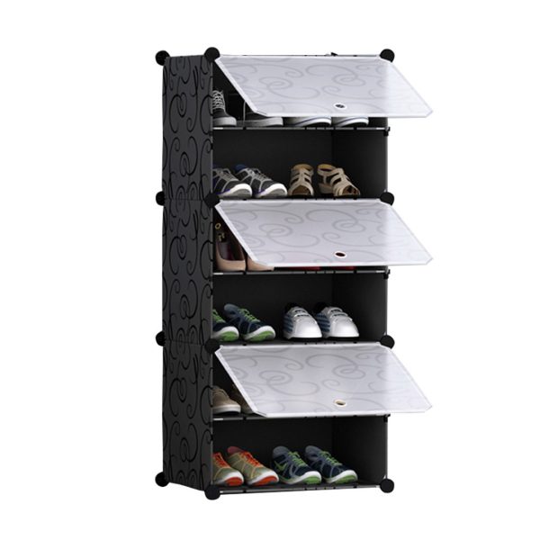 Shoe Rack Organizer Sneaker Footwear Storage Stackable Stand Cabinet Portable Wardrobe with Cover