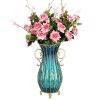 51cm Glass Tall Floor Vase with 12pcs Pink Artificial Fake Flower Set