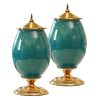 40.5cm Ceramic Oval Flower Vase with Gold Metal Base