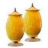 40.5cm Ceramic Oval Flower Vase with Gold Metal Base