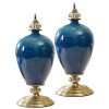 42.50cm Ceramic Oval Flower Vase with Gold Metal Base