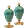 42.50cm Ceramic Oval Flower Vase with Gold Metal Base