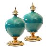 38.50cm Ceramic Oval Flower Vase with Gold Metal Base