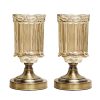 Transparent Glass Flower Vase with Metal Base Filler Vase