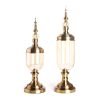 2 x Clear Glass Flower Vase with Lid and Transparent Filler Vase Set