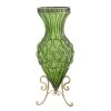 65cm Glass Tall Floor Vase with Metal Flower Stand