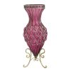 65cm Glass Tall Floor Vase with Metal Flower Stand