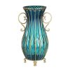 50cm Glass Oval Floor Vase with Metal Flower Stand